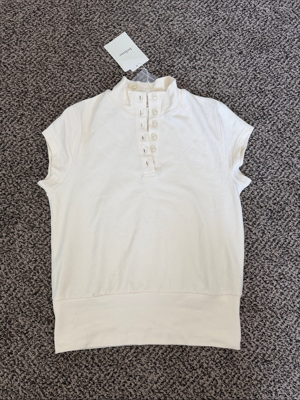 bohme Short-Sleeve Button mock neck Top
